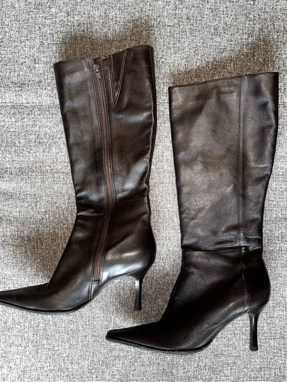 Diba Women's Brown Leather Mid-Calf Heeled Boots 7-1/2 - Picture 2 of 7